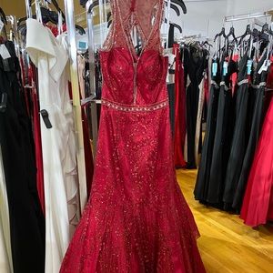 Red dazzle prom dress